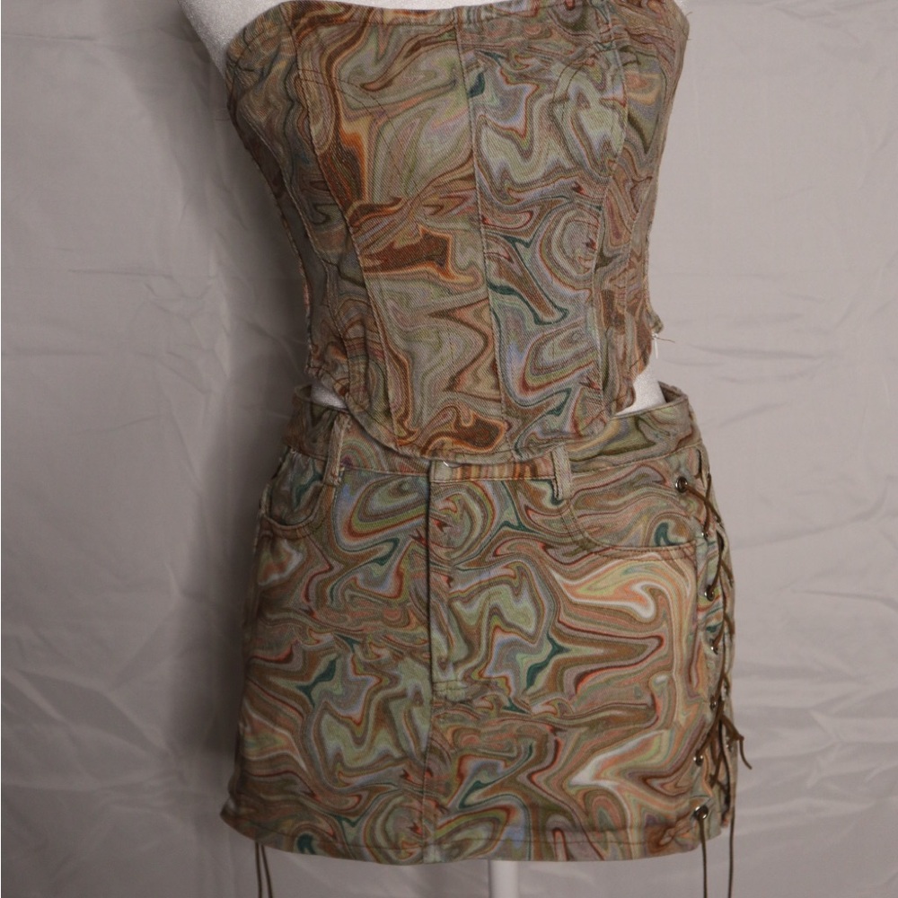 Stylish Multicolor Strapless Dress